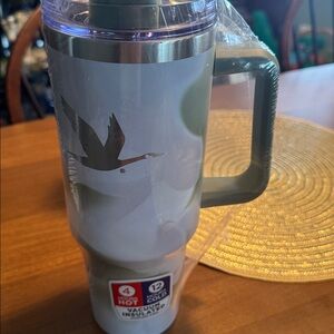 Insulated Travel Mug with Handle and straw - Gray with WAWA logo